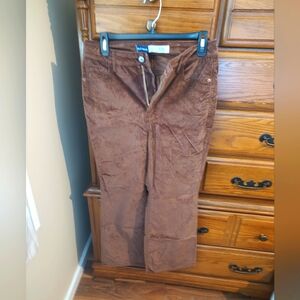 Women's Old Navy High Rise Flare Crop Velvet Brown Pants Size 4 Petite